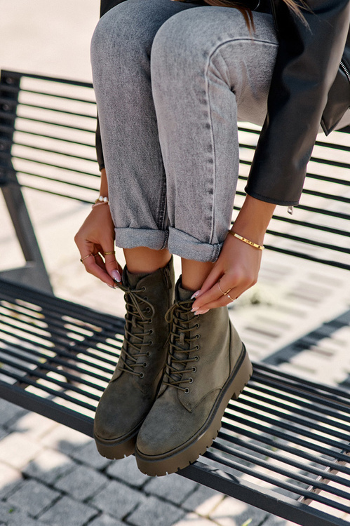 Women's Suede Ankle Boots Green Dearia