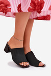 Women's Heeled Sandals Block Type Black Wenilan
