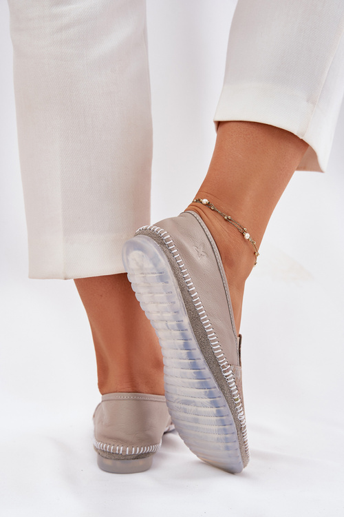 Patterned Leather Ballet Flats Maciejka T3512-73 Beige