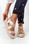 Wedge Sandals With Drawstring Big Star HH274414 Golden