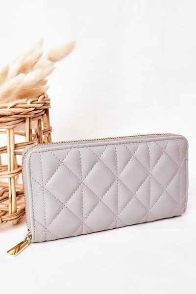 Large Quilted Women's Wallet Grey