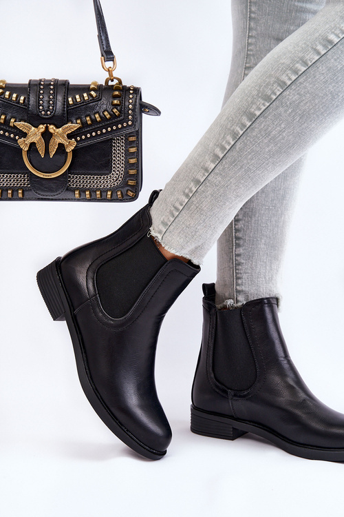 Botki Sztyblety Skóra Czarne Astate