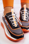 Sportowe Buty Sneakersy Big Star Szaro-Pomarańczowe JJ274996