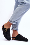 Women's Suede Mules with Faux Fur Black Haidamia