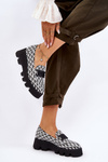 Loafers On A Massive Platform Laura Messi 2601 Black And White