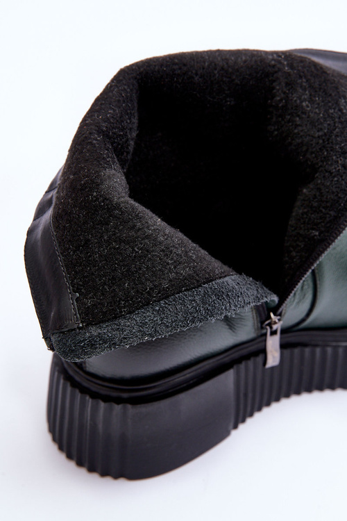 Zazoo 60369 Women's Leather Platform Ankle Boots Green