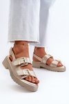 Women's Sandals with Buckles Eco Leather Golden Konanttia