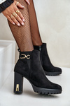 Warm Women's Ankle Boots on High Heel Black Terisanna