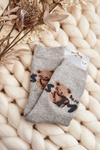 Warm Cotton Socks With Bear Grey