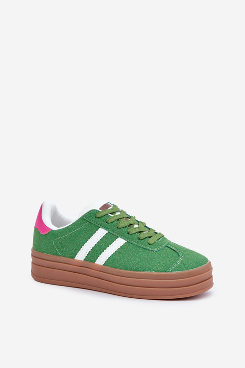 Ladies Sneakers On Platform Green Egelia