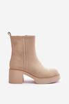 Eco Suede Women's Ankle Boots with Heel Lining Light Beige Meriluna II-gat