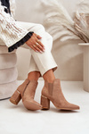 Eco Suede Ankle Boots With Heels Insulated Brown Daivine