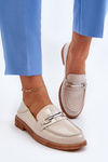 Women's Patent Leather Beige Loafers Nurea