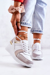 Leather sports shoes on a wedge White and grey Rayana