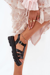 Eco leather sandals for women on platform black Nendales