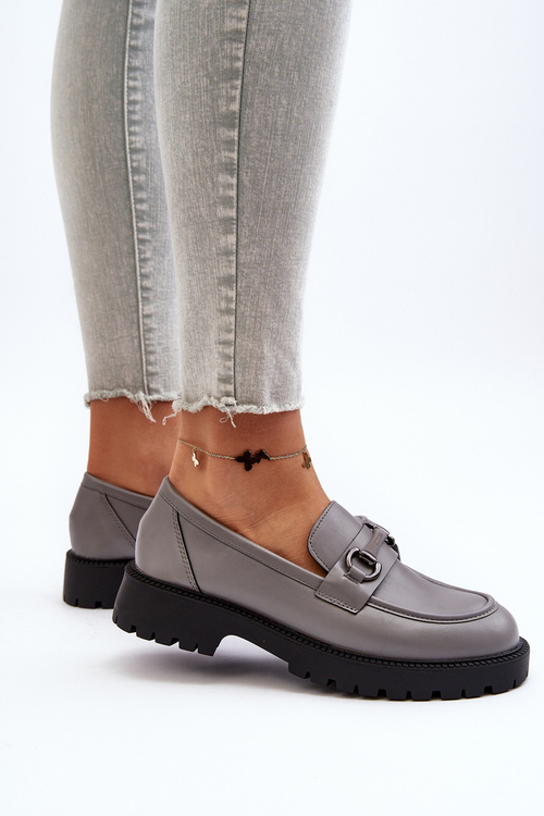 Women's Grey Faux Leather Moccasins Ledda