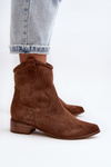 Suede Cowboy Ankle Boots With Low Heel Zazoo 3329 Brown