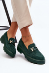 Suede Classic Fringed Loafers Green Averil