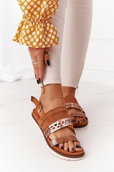 Women's Suede Sandals Camel Asturia