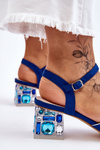 Suede Sandals With Crystals Blue Callan