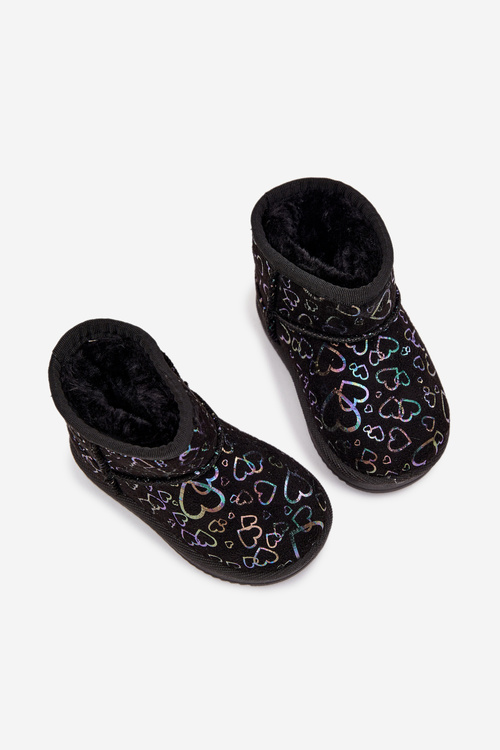 Kids Snow Boots With Hearts Black Calivine