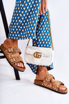 Suede Slippers With Rhinestones Brown Dalvio