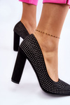 Suede Pumps With Decorative Studs Black Dories