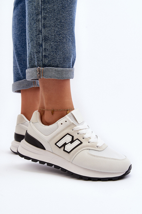 Sneakersy Buty Sportowe Damskie Białe Alettesa PC201