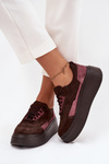 Women's Sneakers Made of Genuine Suede on Platform Zazoo N1265S3 Chocolate