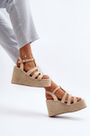 Wedge Sandals with Woven Detail Beige Gnosis