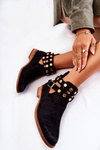 Women's boots with jets on a flat heel Black Larino