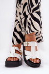 Womens Platform Sandals With Straps And Buckle White Elimessa