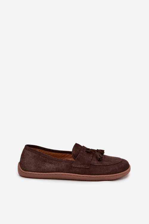 Damskie Mokasyny Barefoot Z Naturalnego Zamszu Czekoladowe Zazoo 322