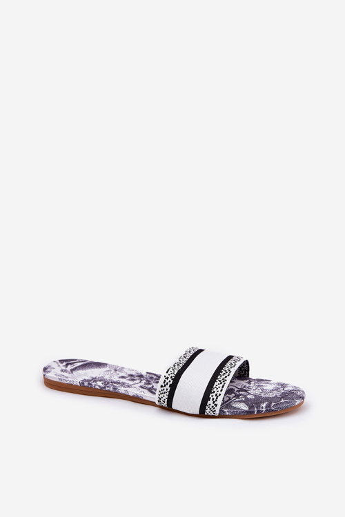 Patterned Flat Women's Sandals White Leysi