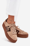 Women's Platform Sneakers Made of Natural Suede Beige Eldira