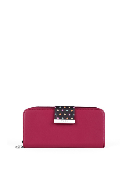 Women's Large Zip Wallet Dots Fuchsia Lunelly