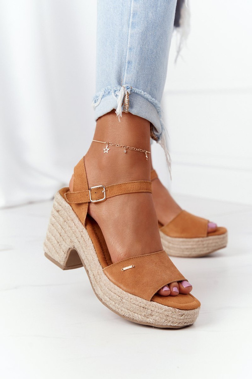 Braided Sandals On A Block Heel Big Star HH274394 Camel