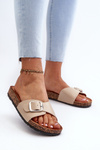 Women's Cork Platform Sandals with Buckle Beige Moaxi
