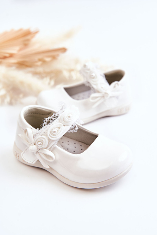 Children's Ballerinas With Velcro White Evelyn