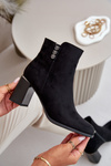 Warm Eco Suede Women's Ankle Boots With Heel Zipper Black Erillia