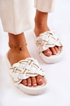 Women's Leather Slippers With A Chain White Soline
