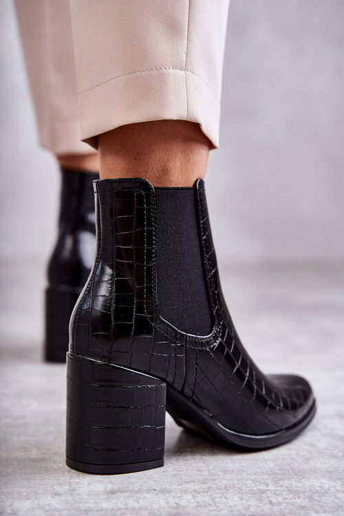 Snake Leather Booties La.Fi 260038B-XC Black