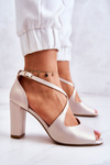 Leather Sandals On A Bar Beige Lorita