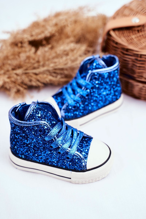 Children's Sneakers With Glitter Blue Ally