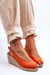 Suede Wedge Sandals Orange Elsie