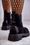 Suede Warm Boots On A Flat Heel Black Salome