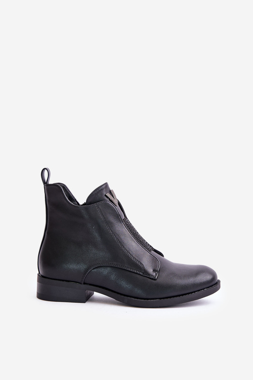 Low Women's Ankle Boots With Flat Heels Insulated Black S.Barski HY42-119 Black