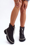 Flat Heel Decorated Snow Boots Black Plotia 