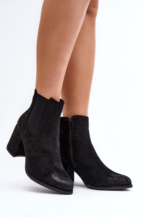 Women's Black Ankle Boots with Chunky Heel Arianti
