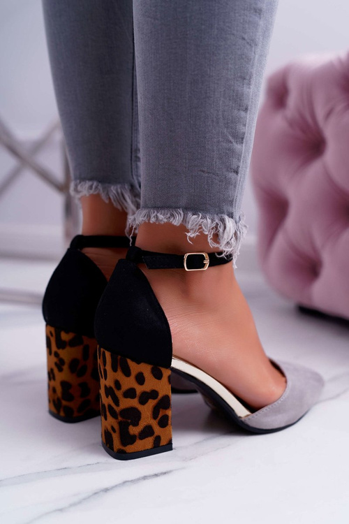 Women's Leopard Print Stiletto pumps Grey Ferri